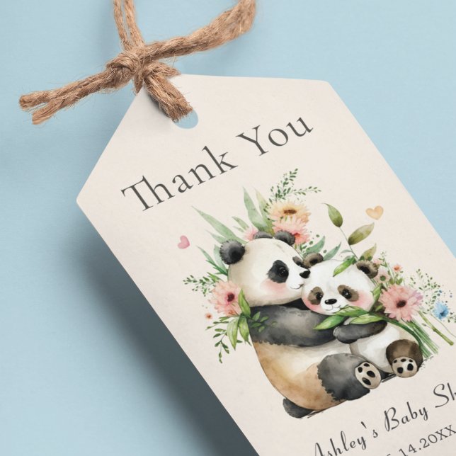 Étiquettes-cadeau Baby shower d'aquarelle mignonne Ours & Fleurs (Créateur téléchargé)