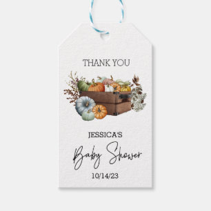 Étiquettes-cadeau Baby shower d'aquarelle petit Citrouille d'automne