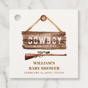 Étiquettes Cadeau Baby shower d'armes à canon blanc en bois neutre
