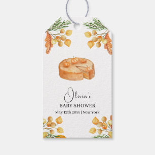 Étiquettes-cadeau Baby shower d'automne de Citrouille à tarte rustiq