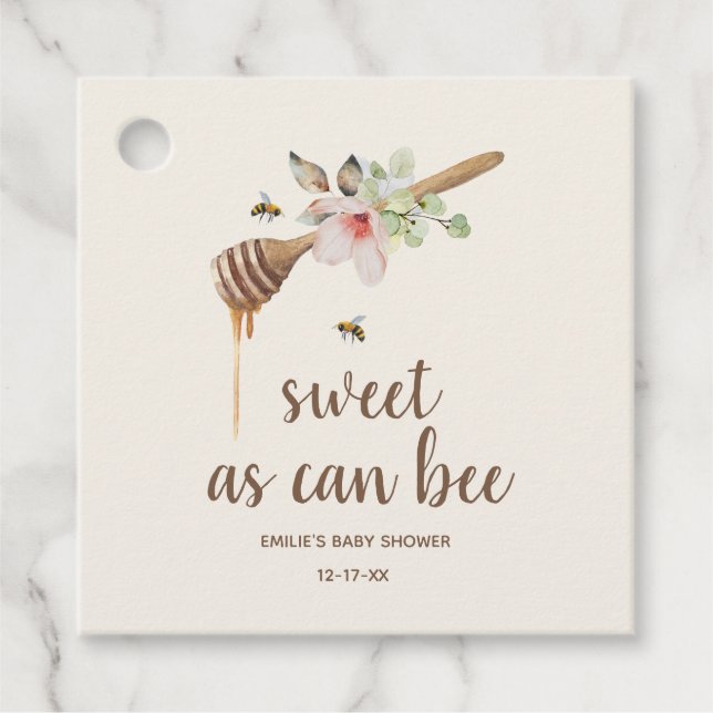 Étiquettes Cadeau Baby shower De Baguette De Miel Floral (Devant)