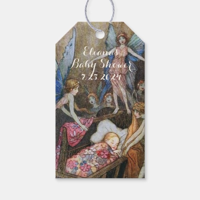 Étiquettes-cadeau Baby shower de bénédictions pour bébés roses (Devant)