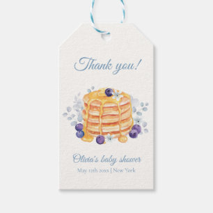 Étiquettes-cadeau Baby shower de brunch au bleuet bleu floral