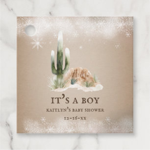 Étiquettes Cadeau Baby shower de Cactus de neige du désert