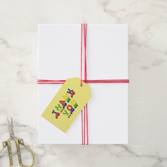 Étiquettes-cadeau Baby shower de camions (Avec de la ficelle)