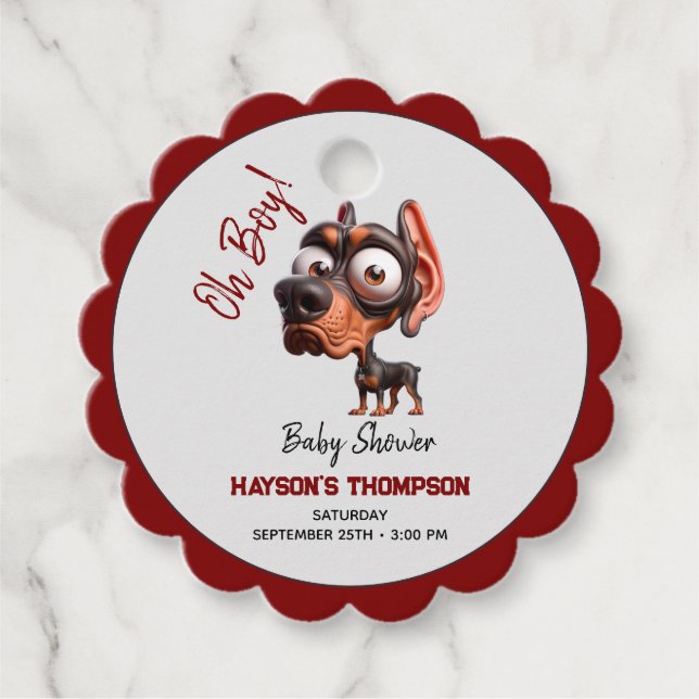 Étiquettes Cadeau Baby shower de caricatures de chiens mignons pour  (Devant)