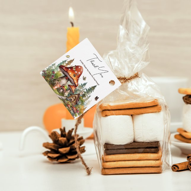 Étiquettes Cadeau Baby shower de champignons de forêt rustique autom (mushroom woodland forest fall autumn baby shower theme)