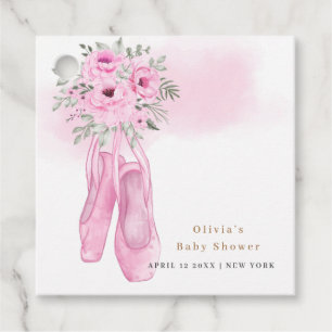 Étiquettes Cadeau Baby shower de chaussures rose Elegant Floral Ball