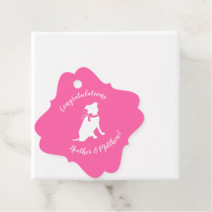 Étiquettes Cadeau Baby shower de chien taureau rose