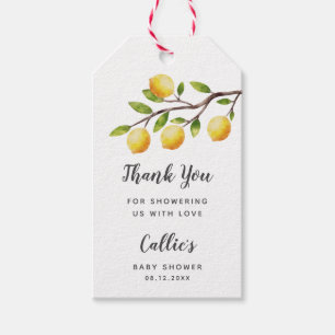 Étiquettes-cadeau Baby shower de citron jaune rustique