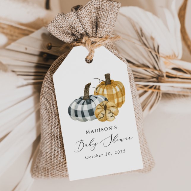 Étiquettes-cadeau Baby shower de Citrouille Rustique (Créateur téléchargé)