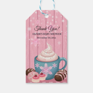 Étiquettes-cadeau Baby shower de crème humide en bois rose