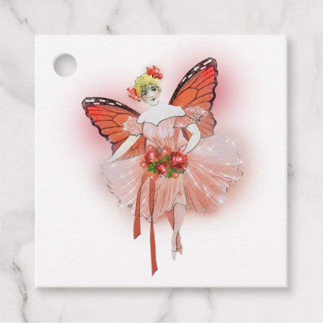 Étiquettes Cadeau Baby shower de fée de papillon brillant (Devant)