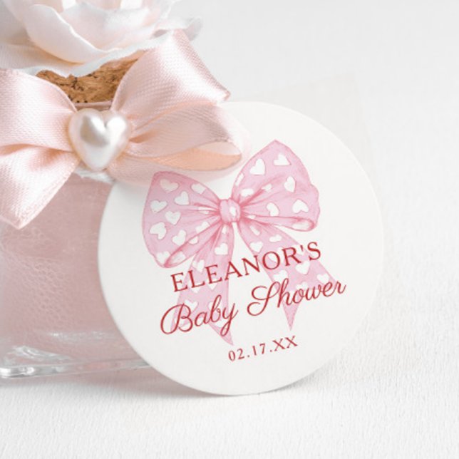 Étiquettes Cadeau Baby shower de fille de la ceinture rose (Créateur téléchargé)