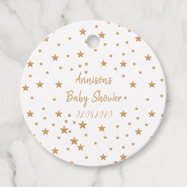 Étiquettes Cadeau Baby shower de fille de Parties scintillant Gold S (Devant)