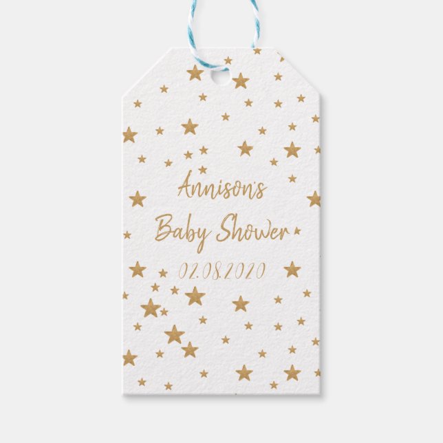 Étiquettes-cadeau Baby shower de fille de Parties scintillant Gold S (Devant)