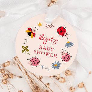 Étiquettes Cadeau Baby shower de filles florales de Ladybug