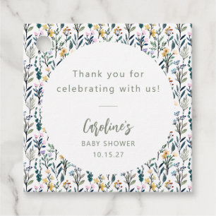 Étiquettes Cadeau Baby shower de Fleur sauvage d'aquarelle Boho Cute