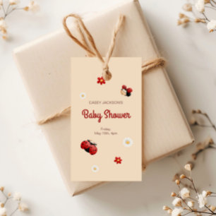 Étiquettes-cadeau Baby shower de fleurs de Ladybug mignonne