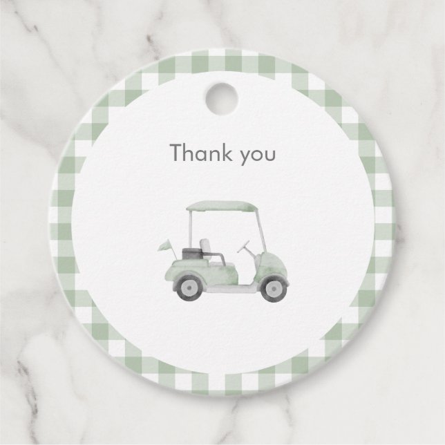 Étiquettes Cadeau Baby shower de golf vert Sage (Devant)