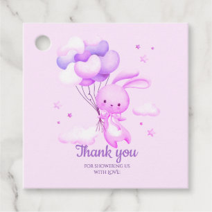 Étiquettes Cadeau Baby shower de lapin violet lapin Merci