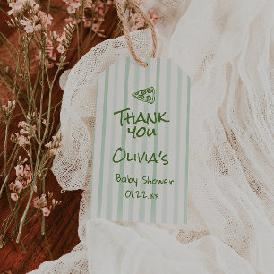 Étiquettes-cadeau Baby shower de livraison spéciale de pizza verte d