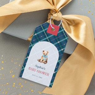 Étiquettes-cadeau Baby shower de l'ours en peluche bleu de la Marine