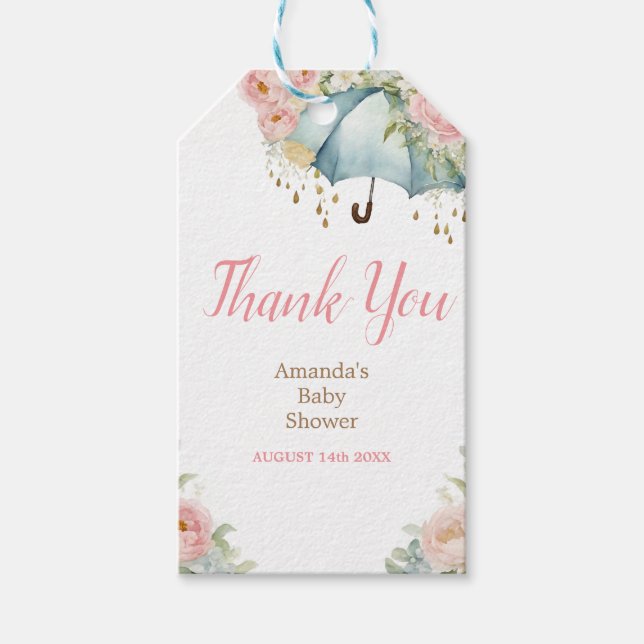Étiquettes-cadeau Baby shower de Merci à fleurs de printemps (Devant)