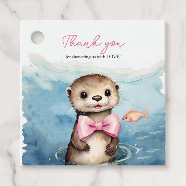 Étiquettes Cadeau Baby shower de Merci Baby Otter (Devant)
