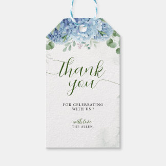 Étiquettes-cadeau Baby shower de Merci bleu hydrangea