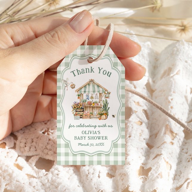 Étiquettes-cadeau Baby shower de Merci de  cultivé localement (Créateur téléchargé)