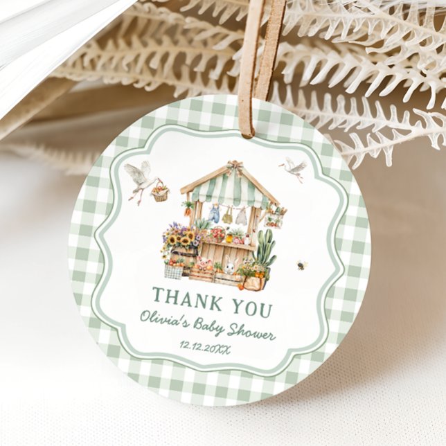 Étiquettes Cadeau Baby shower de Merci de  cultivé localement (Créateur téléchargé)