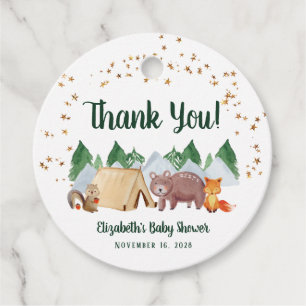 Étiquettes Cadeau Baby shower de Merci des animaux des bois