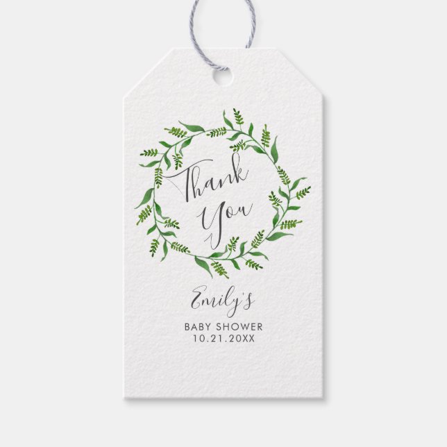 Étiquettes-cadeau Baby shower de Merci vert Favor (Devant)