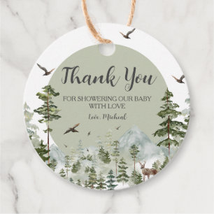 Étiquettes Cadeau Baby shower de montagne de Boy Pine Tree