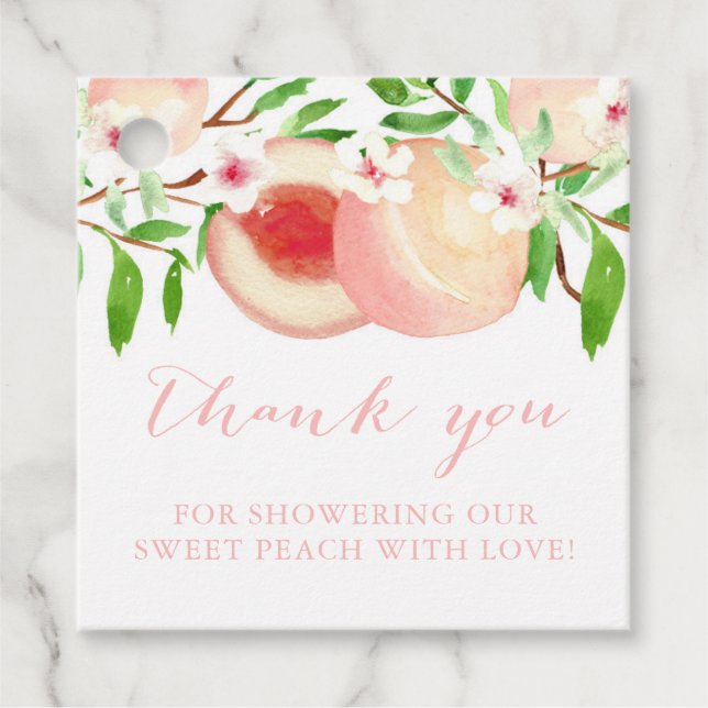 Étiquettes Cadeau Baby shower de pêche douce ou anniversaire (Devant)