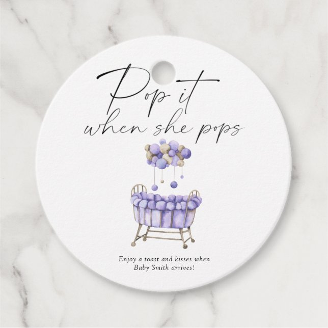 Étiquettes Cadeau Baby shower de pépinière - pop! quand elle pop (Devant)