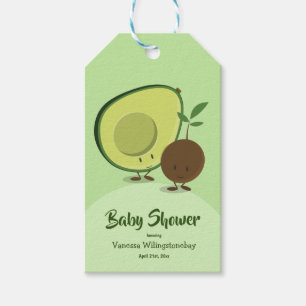 Étiquettes-cadeau Baby shower de personnage de dessin animé Avocado 