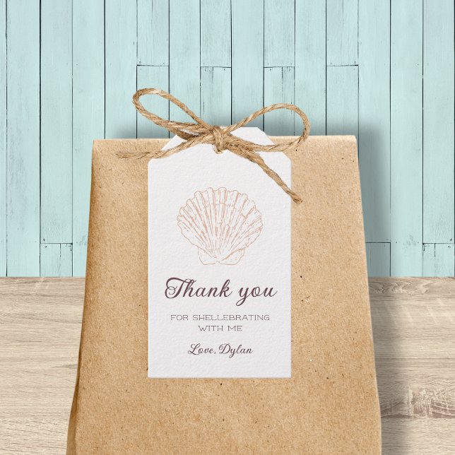 Étiquettes-cadeau Baby shower de plage de Seashell Merci (Seashell Beach Baby Shower Thank You Gift Tags)