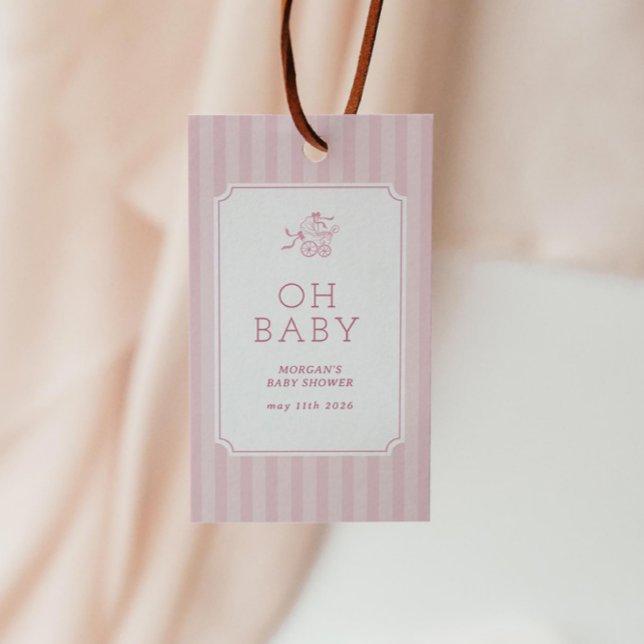 Étiquettes-cadeau Baby shower de poussette de bébé mignonne Preppy (Créateur téléchargé)