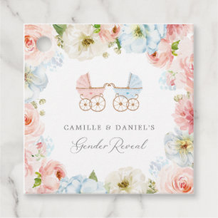 Étiquettes Cadeau Baby shower de révélation de genre Bleu et Merci r