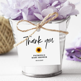 Étiquettes Cadeau Baby shower de tournesol d'automne