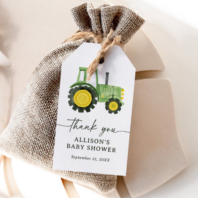Étiquettes-cadeau Baby shower de tracteur (Créateur téléchargé)