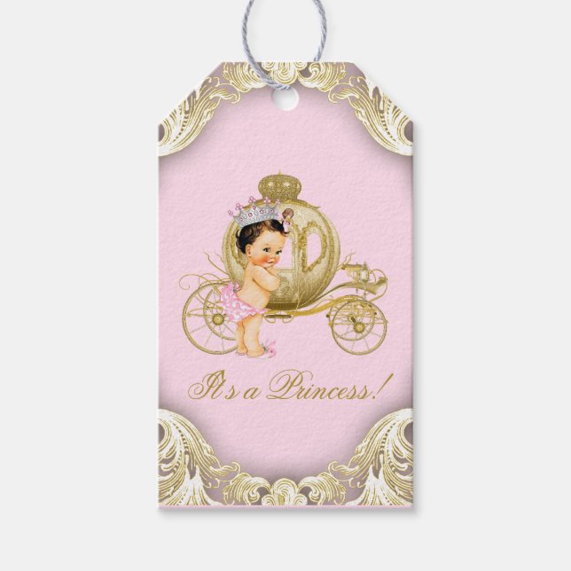 Étiquettes-cadeau Baby shower de transport Rose Gold Princess (Devant)