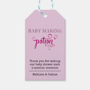 Étiquettes-cadeau Baby shower de typographie rose pour bébé