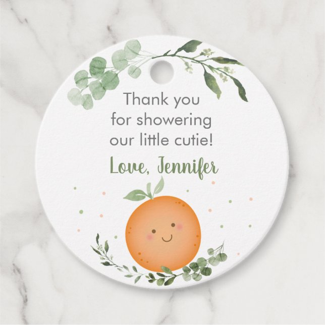 Étiquettes Cadeau Baby shower de verdure de Little Cutie (Devant)