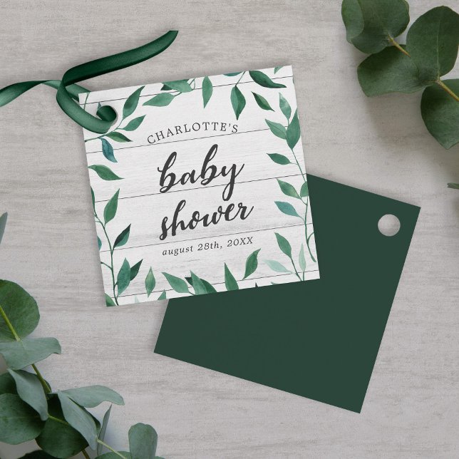 Étiquettes Cadeau Baby shower de verdure rustique (Créateur téléchargé)