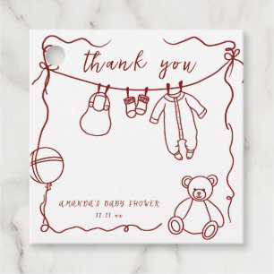 Étiquettes Cadeau Baby shower de vêtements de bébé dessiné à la main