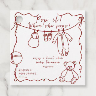 Étiquettes Cadeau Baby shower de vêtements de bébé dessiné à la main