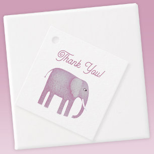 Étiquettes Cadeau Baby shower d'éléphant rose